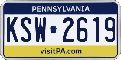 PA license plate KSW2619