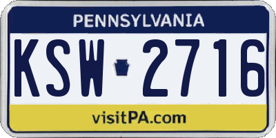 PA license plate KSW2716