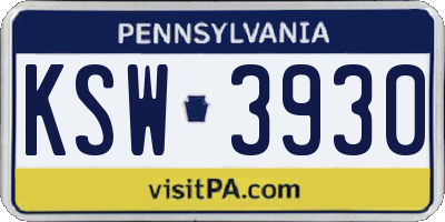 PA license plate KSW3930