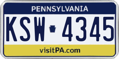 PA license plate KSW4345