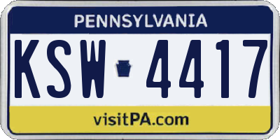 PA license plate KSW4417