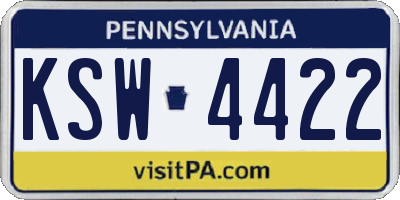 PA license plate KSW4422