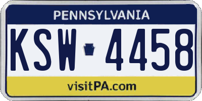 PA license plate KSW4458