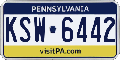 PA license plate KSW6442