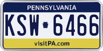 PA license plate KSW6466