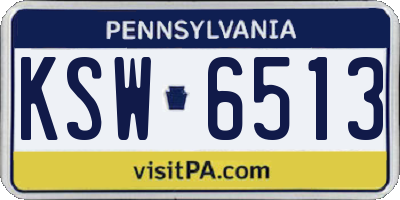 PA license plate KSW6513