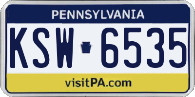 PA license plate KSW6535