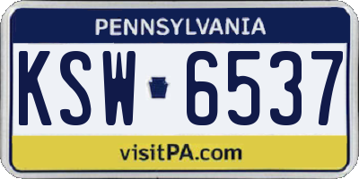 PA license plate KSW6537