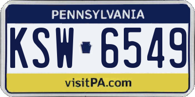 PA license plate KSW6549