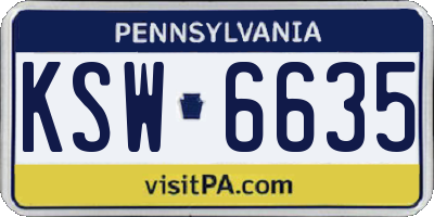 PA license plate KSW6635