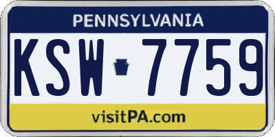 PA license plate KSW7759