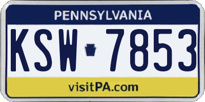 PA license plate KSW7853