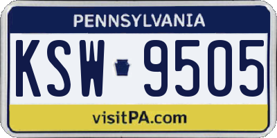 PA license plate KSW9505