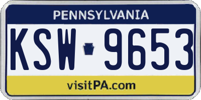 PA license plate KSW9653