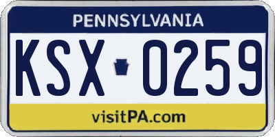 PA license plate KSX0259
