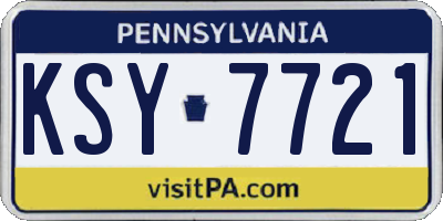 PA license plate KSY7721