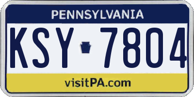 PA license plate KSY7804