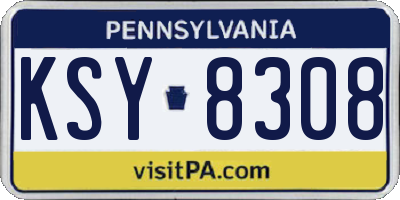PA license plate KSY8308