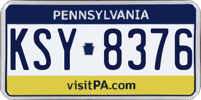 PA license plate KSY8376