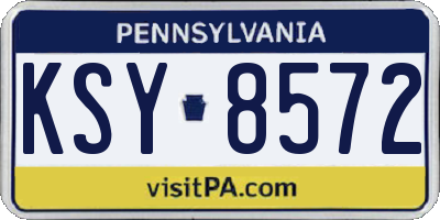 PA license plate KSY8572