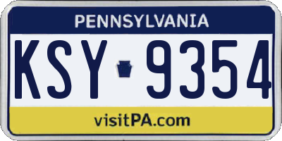 PA license plate KSY9354