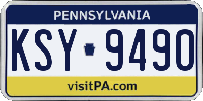 PA license plate KSY9490