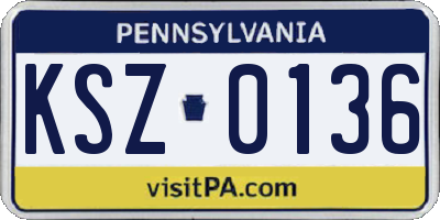 PA license plate KSZ0136