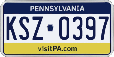 PA license plate KSZ0397
