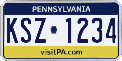 PA license plate KSZ1234
