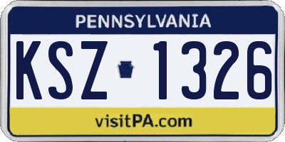 PA license plate KSZ1326