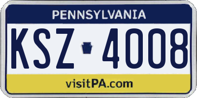 PA license plate KSZ4008