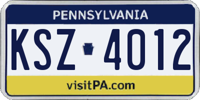 PA license plate KSZ4012