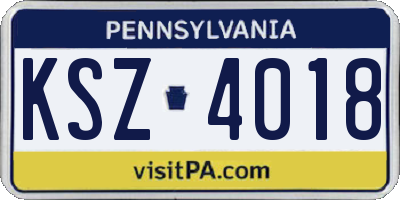 PA license plate KSZ4018