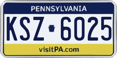PA license plate KSZ6025