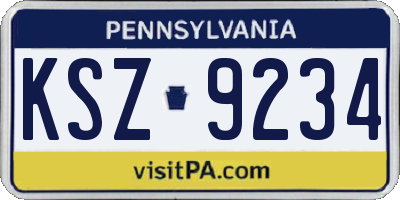 PA license plate KSZ9234