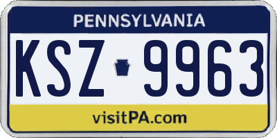 PA license plate KSZ9963