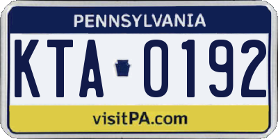 PA license plate KTA0192