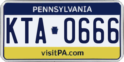 PA license plate KTA0666