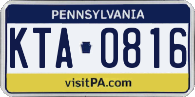 PA license plate KTA0816