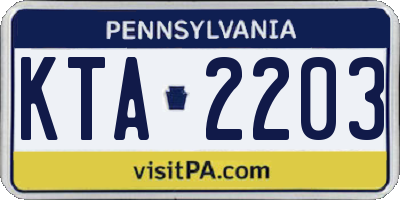 PA license plate KTA2203