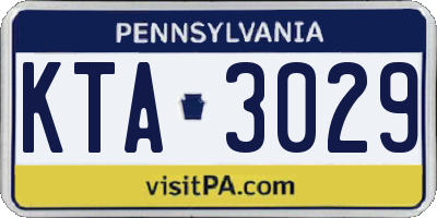 PA license plate KTA3029