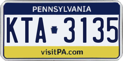 PA license plate KTA3135
