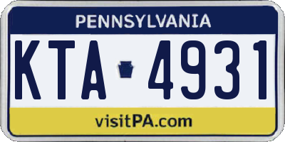 PA license plate KTA4931