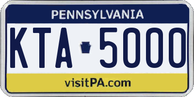 PA license plate KTA5000