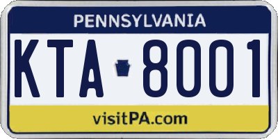 PA license plate KTA8001