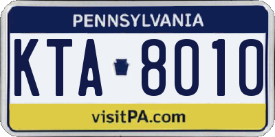 PA license plate KTA8010