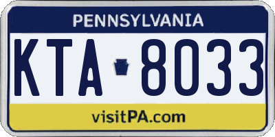 PA license plate KTA8033