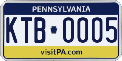 PA license plate KTB0005