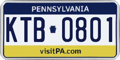 PA license plate KTB0801