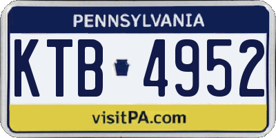 PA license plate KTB4952